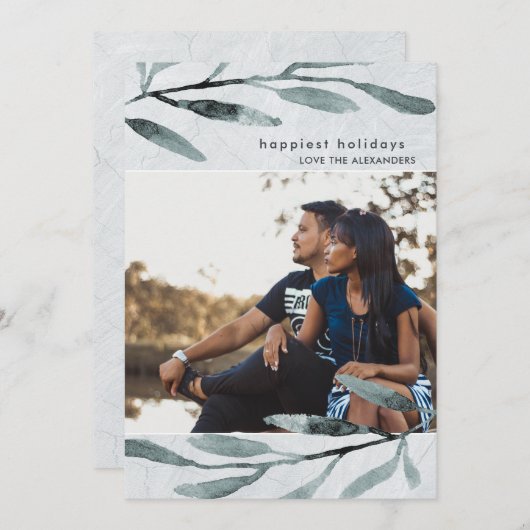 Einfaches und modernes botanisches Foto Feiertagskarte (Vorne/Hinten)