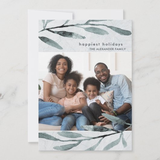 Einfaches und modernes botanisches Foto Feiertagskarte (Vorderseite)