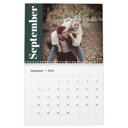 Einfaches und modernes Foto der 2024-Familie grün Kalender (Sep 2026)