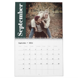 Einfaches und modernes Foto der 2024-Familie grün Kalender