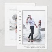 Einfaches und modernes Grau-Script-Foto Hochzeit Save The Date (Vorne/Hinten)