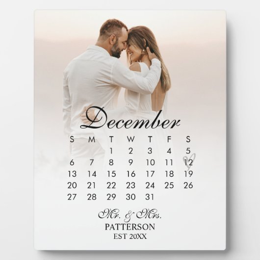 Einfaches und modernes Hochzeitdatum Fotoplatte (Vorderseite)