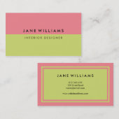 Einfaches und modernes rosa und grün visitenkarte (Vorne/Hinten)
