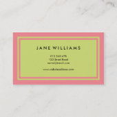 Einfaches und modernes rosa und grün visitenkarte (Rückseite)