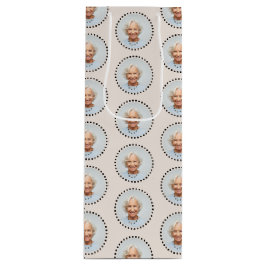 Einfaches und Niedlich bearbeitbares Round-Foto Po Geschenktüte Für Weinflaschen