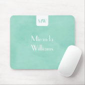 Einfaches und schickes tadelloses grünes Monogramm Mousepad (Mit Mouse)