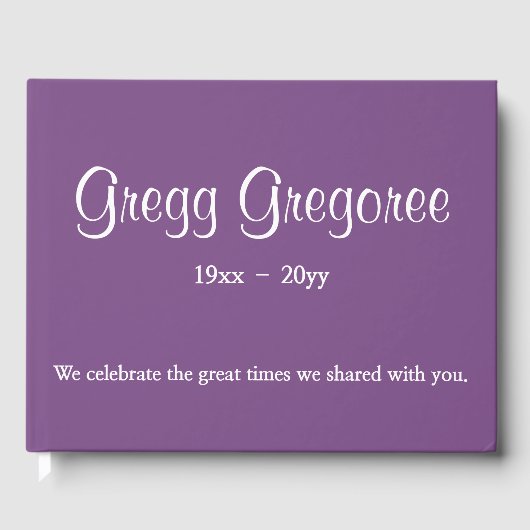 Einfaches und Schlichtes Lila Bestattungsbuch Gästebuch (Vorderseite)