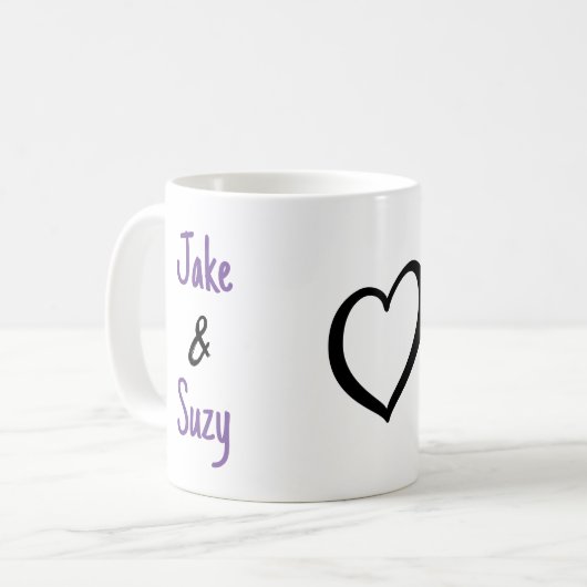 Einfaches Valentinenherz Kaffeetasse (Vorderseite Links)