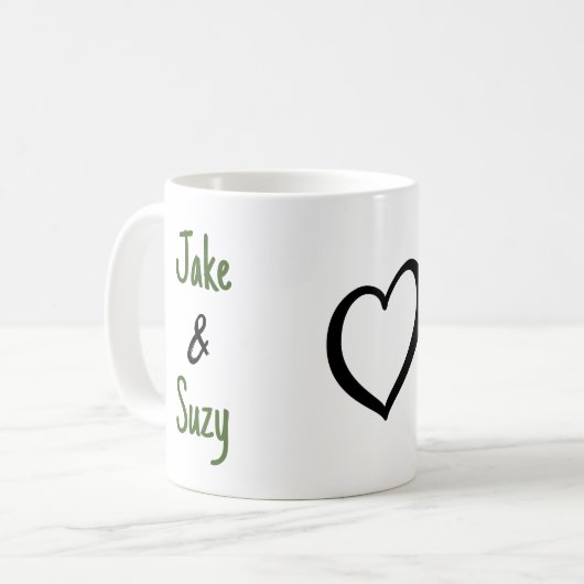 Einfaches Valentinenherz Kaffeetasse (Vorderseite Links)