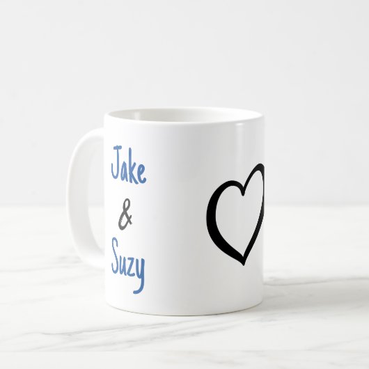 Einfaches Valentinenherz Kaffeetasse (Vorderseite Links)