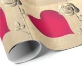 Einfaches Valentinerrotes Herz mit Rose-Umschlagpa Geschenkpapier (Rolleneckpunkt)