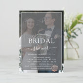 Einfaches Vellum-Effekt-Foto für Schwarz-Weiß-Imit Einladung (Stehend Vorderseite)