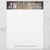 Einfaches Verfasser-Monogramm-rustikales hölzernes Briefbogen (Vorderseite)
