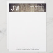 Einfaches Verfasser-Monogramm-rustikales hölzernes Briefbogen (Vorne/Hinten)