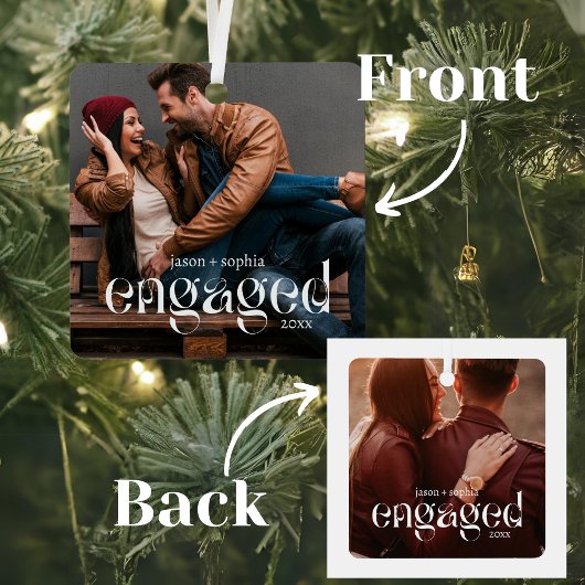 Einfaches Verlobtes Foto mit Elegant und Editierba Ornament Aus Metall