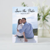 Einfaches vertikales Foto Elegantes Script-3x5 Ret Save The Date (Stehend Vorderseite)