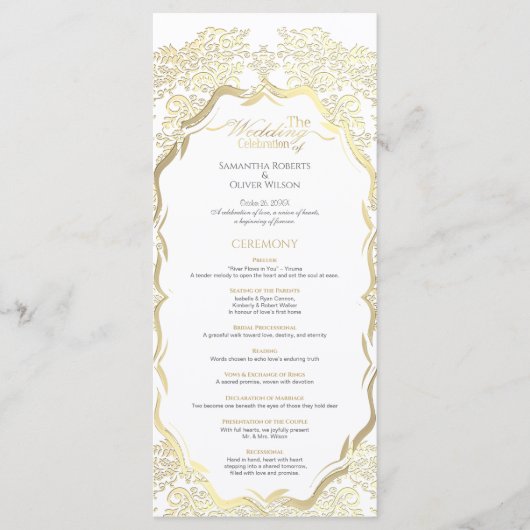 Einfaches verziertes Hochzeitsprogramm Programm (Vorderseite)