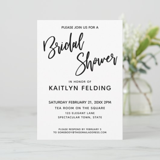 Einfaches, vielseitiges Handwriting-Brautparty Einladung (Stehend Vorderseite)