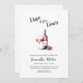 Einfaches Vino vor Vows Red Wine Brautparty Einladung (Vorne/Hinten)
