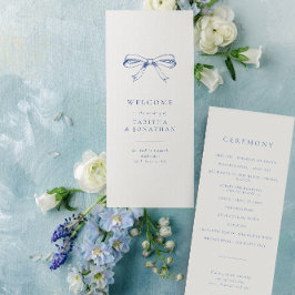 Einfaches Vintag Bow Blue Wedding Programm