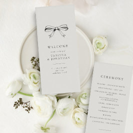 Einfaches Vintag Bow Classic Black Wedding Program Programm