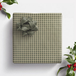 Einfaches vintage-grün kariertes Holiday-Karomuste Geschenkpapier