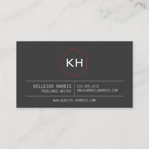 Einfaches Vintage-Monogramm-Logo in Dunkelgrau/Rot Visitenkarte