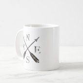 Einfaches Vintage-Rustik-Kompass-Design Kaffeetasse (Vorderseite Links)