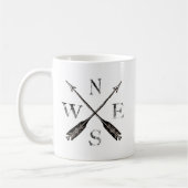Einfaches Vintage-Rustik-Kompass-Design Kaffeetasse (Links)