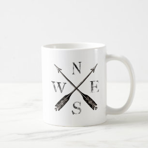 Einfaches Vintage-Rustik-Kompass-Design Kaffeetasse