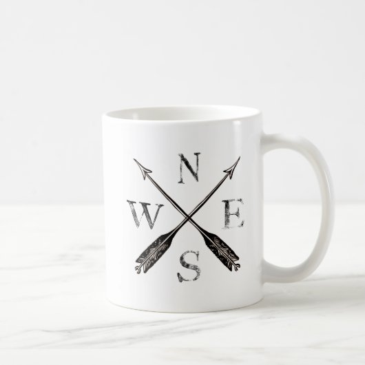 Einfaches Vintage-Rustik-Kompass-Design Kaffeetasse (Rechts)