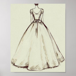 Einfaches Vintage Wedding Dress Poster