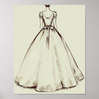 Einfaches Vintage Wedding Dress Poster