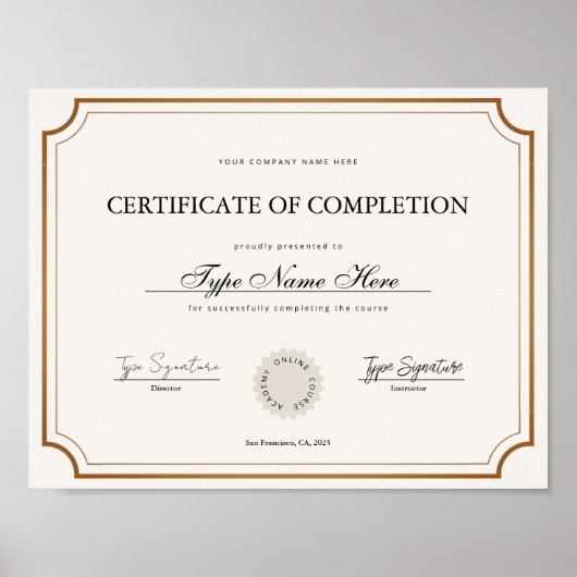 Einfaches Vintages Abschlusszeugnis, Diplom Poster (Vorne)