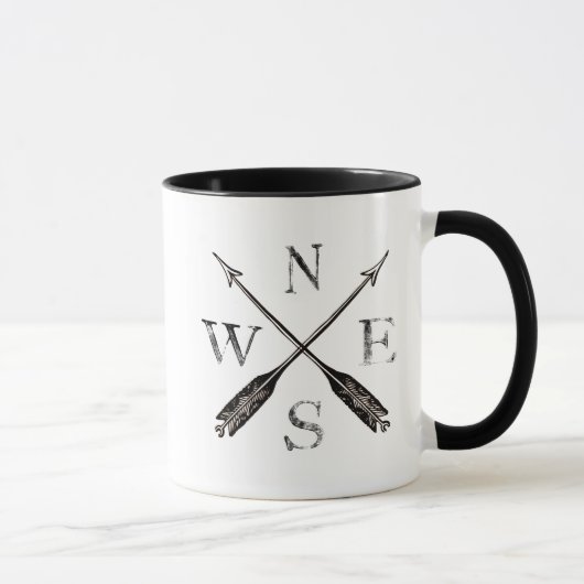Einfaches Vintages Design des rustikalen Kompasses Tasse (Rechts)