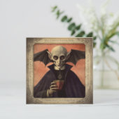 Einfaches, Vintages Dracula Halloween Einladung (Stehend Vorderseite)