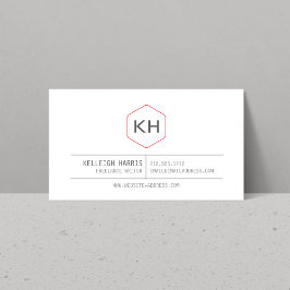 Einfaches Vintages Monogramm-Logo in Grau/Rot Visitenkarte