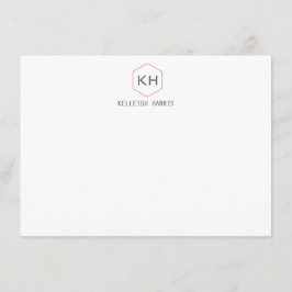 Einfaches Vintages Monogramm-Logo in grauer/roter Mitteilungskarte