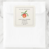 Einfaches Vintages Peach-Konfitar-Label Quadratischer Aufkleber (Tasche)