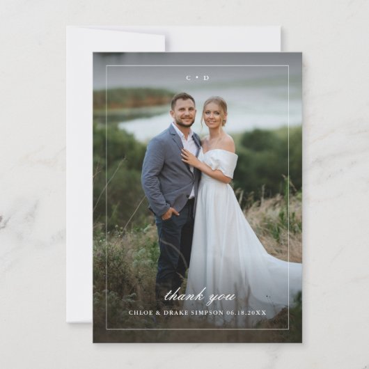 Einfaches vollblütiges Hochzeitsportrait-Foto Dankeskarte (Vorderseite)