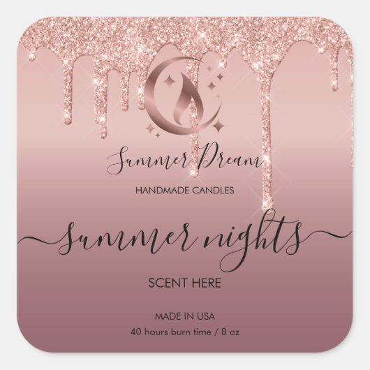 Einfaches, von Hand gefertigtes Honig-Kerze-Label Quadratischer Aufkleber (Vorderseite)