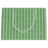 Einfaches Waldgrün-Glitter-Style-Streifenmuster Große Geschenktüte (Vorderseite)