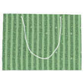 Einfaches Waldgrün-Glitter-Style-Streifenmuster Große Geschenktüte (Rückseite)
