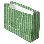 Einfaches Waldgrün-Glitter-Style-Streifenmuster Große Geschenktüte (Vorderseite Schrägansicht)