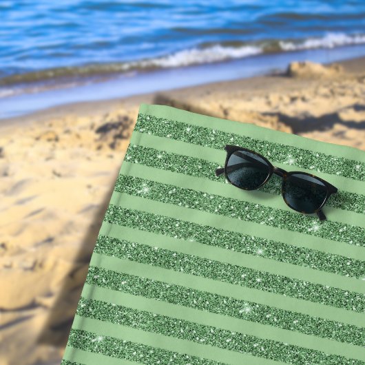 Einfaches Waldgrün-Glitter-Style-Streifenmuster Strandtuch