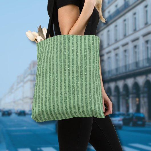 Einfaches Waldgrün-Glitter-Style-Streifenmuster ve Tasche
