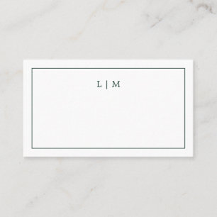 Einfaches Waldgrün-Monogramm Elegante Hochzeit Platzkarte