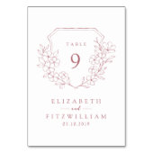 Einfaches Wappen mit Pink Cherry Blossom Monogramm Tischnummer (Rückseite)