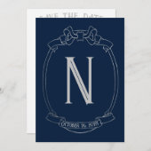 Einfaches Wappen Monogram Save the Date Einladung (Vorne/Hinten)