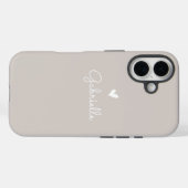 Einfaches, warmes Beige Graues Herz mit Skriptname Case-Mate iPhone Hülle (Rückseite (Horizontal))